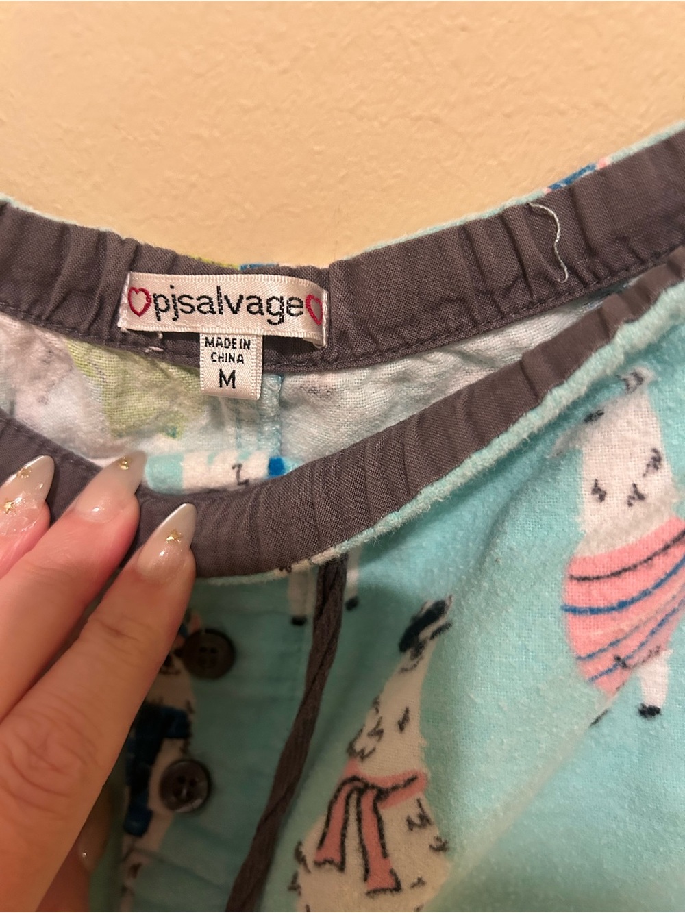 PJ Salvage Women’s Llama Print Light Blue 100% Cotton Size Medium - Picture 6 of 6